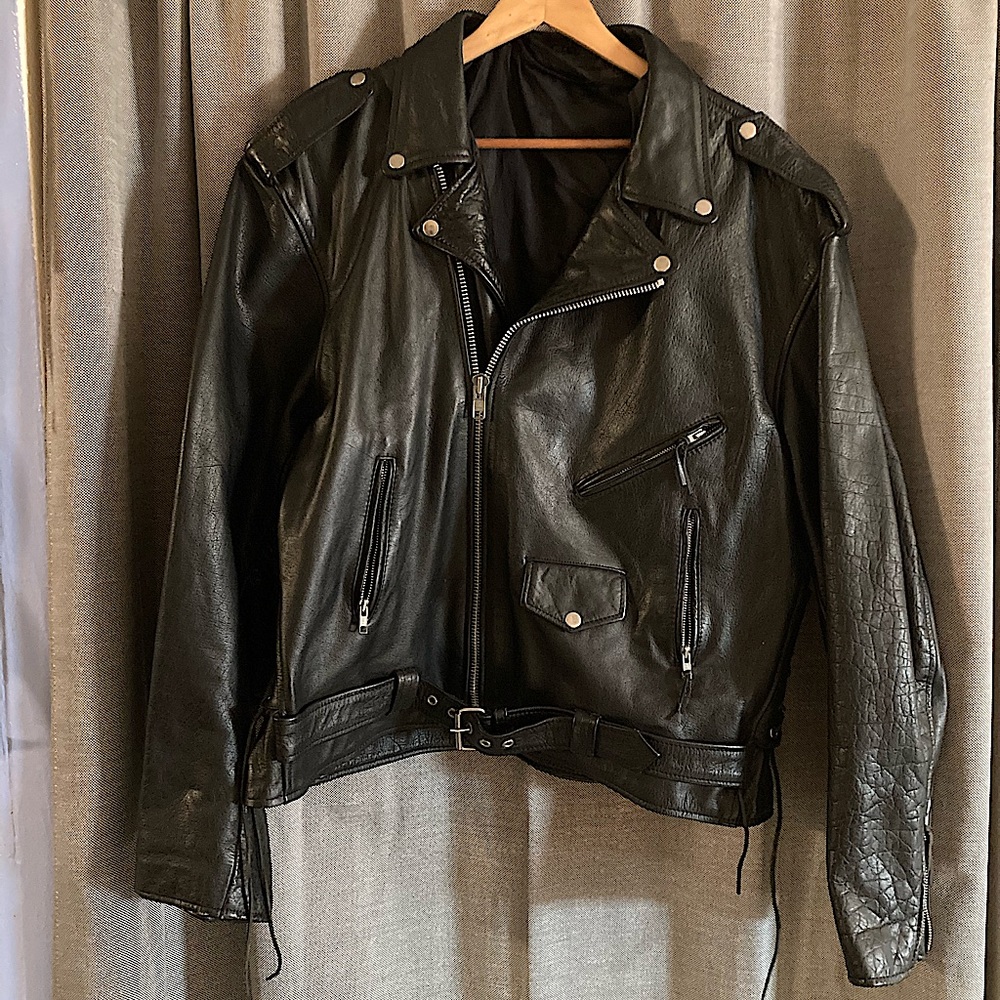 ❄️Vintage Mens Genuine Leather Moto Jacket